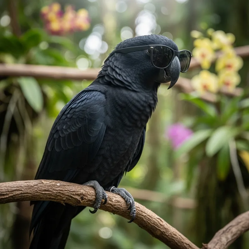 Black Parrot with Sunglasses - Cool and Stylish