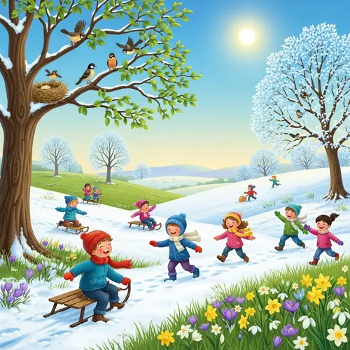 Winter to Spring Transition: Blooming Flowers & Chirping Birds