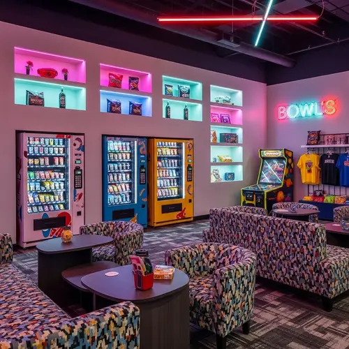 Fresh & Modern Vending Area for Bowling Alley | Snacks & Drinks for All Ages