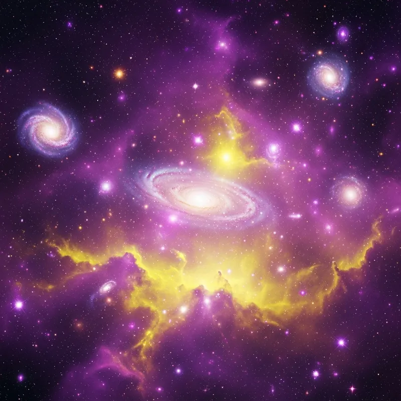 Celestial Void: Mesmerizing Purples & Vibrant Yellows Celestial Void: Mesmerizing Purples & Vibrant Yellows