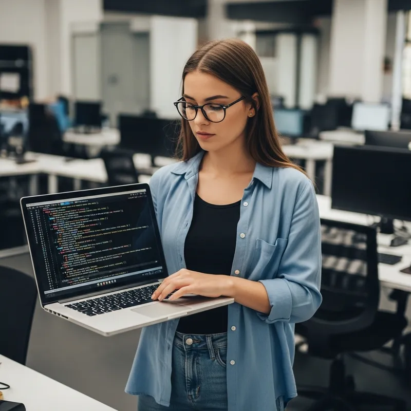 Code Assistant Girl with Laptop | Professional and Skilled Code Assistant Girl with Laptop | Professional and Skilled