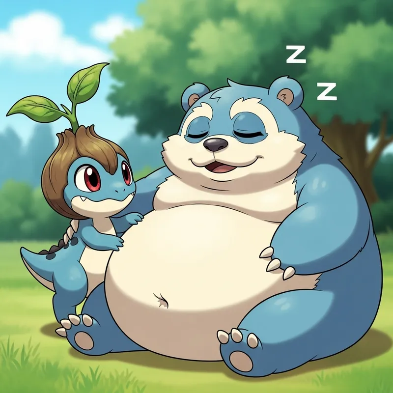 Adorable Balbasaur and Snorlax Wallpaper