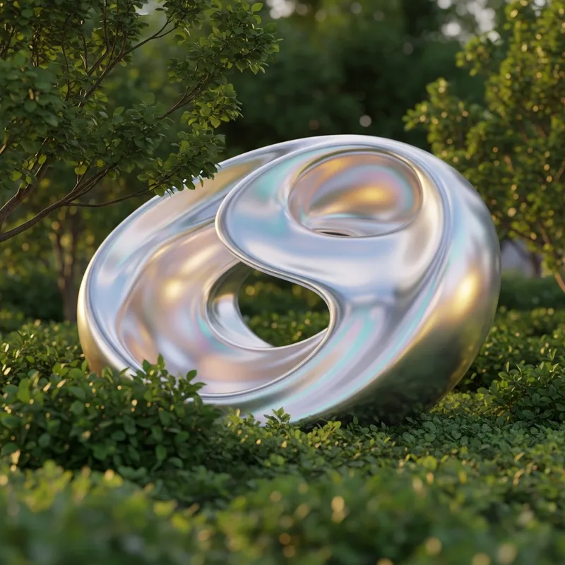 Futuristic Nature & Metallic Shape: Enchanting Fusion