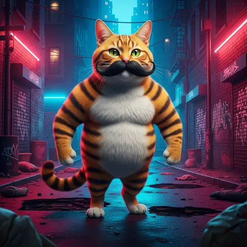 Confident Striped Cat in Urban Setting