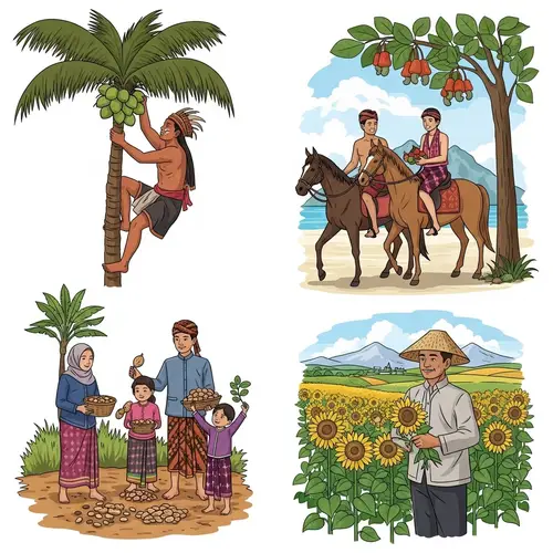 Traditional Indonesian Agriculture and Culture Scenes