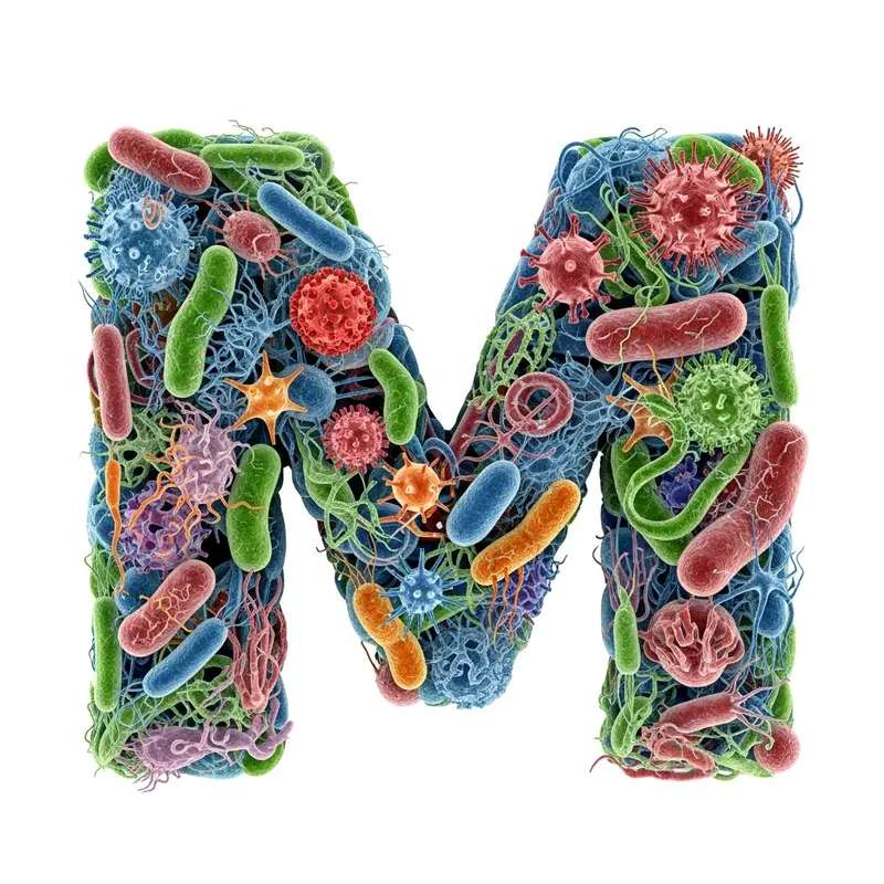 Incredible Microscopic M Formed by Diverse Organisms