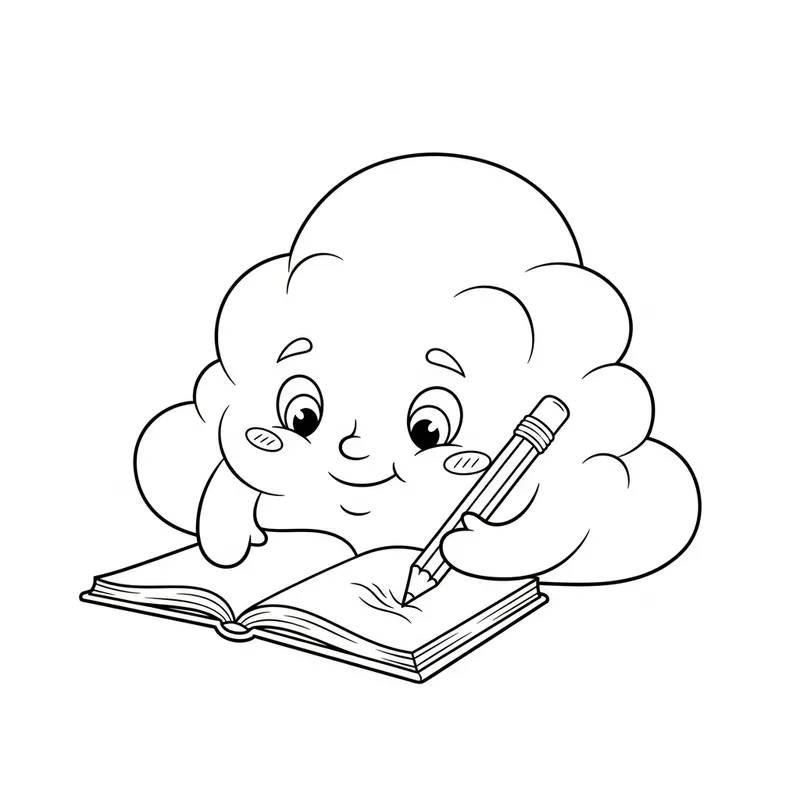 Enchanting Whimsical Cloud Coloring Page for Children | High-res Adobe Page