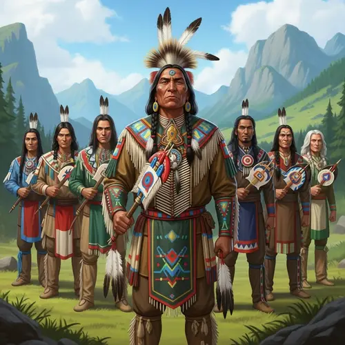 Native American Leader of the Turtle Clan with Diverse Followers