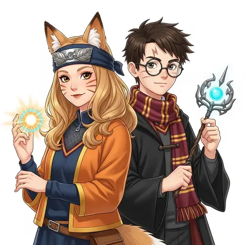 Female Protagonist with Golden Hair & Lightning Scar Boy