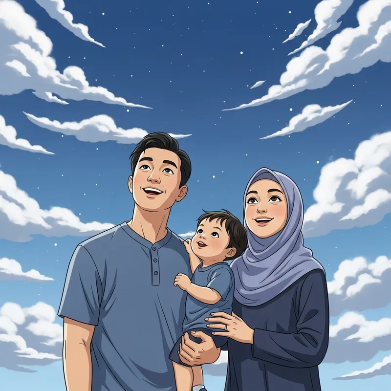 Joyful Family Embracing Nature and Stargazing Together