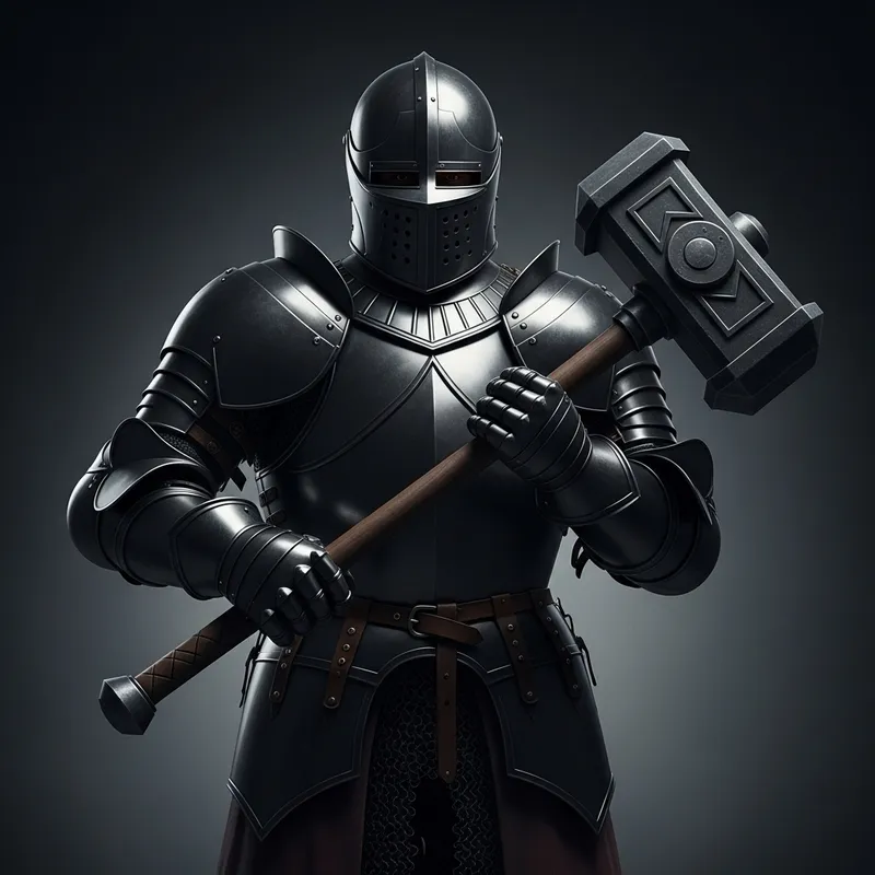 Valiant Black Armor Knight with Two-Handed Hammer | Courage & Might