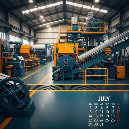July Factory Equipment | Abstract Industrial Summer Scene