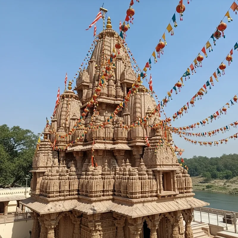 Spectacular Hindu Temple Festival Scenery