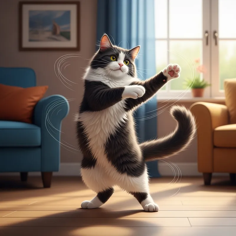 Playful Cat Dancing: A Fun Scene Unleashed Playful Cat Dancing: A Fun Scene Unleashed