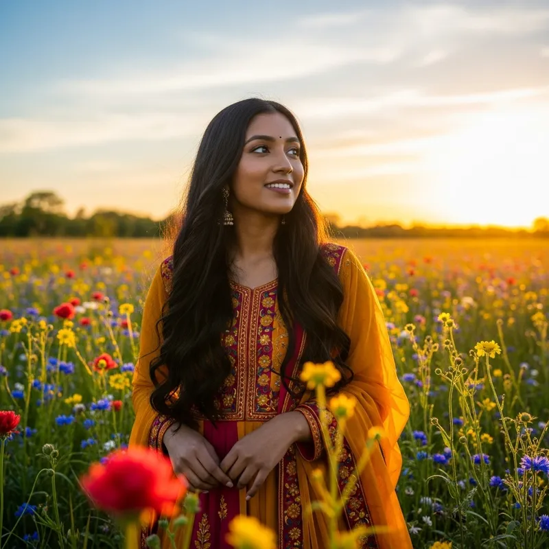 Beautiful South Asian Girl Portrait in Traditional Dress