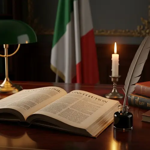 Italian Constitution Image in Vintage Study Room