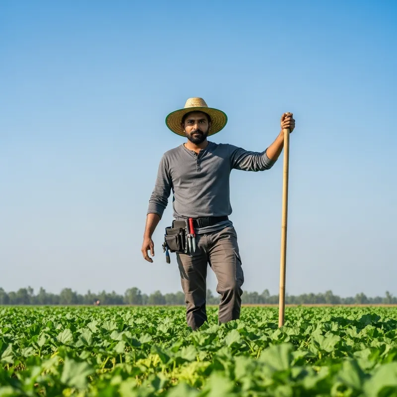 Ambitious South Asian Farmer Leading Agrarian Projects