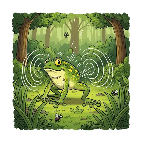 Funny Frog Farting in a Cartoon Forest