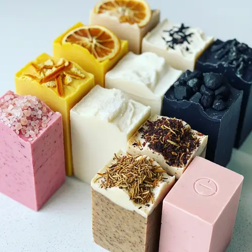 Artisan Handmade Soaps: Pink Clay, Yellow Orange Peel, Charcoal, Rooibos Tea