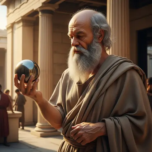 Ancient Greek Philosopher Holding a Sphere
