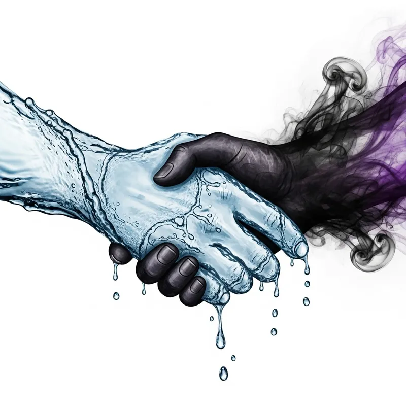 Symbolic Water Hand and Corruption Hand Artwork