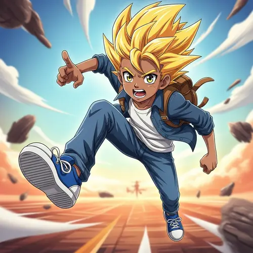 South Asian Anime Boy with Bright Yellow Hair | Colorful Character Illustration