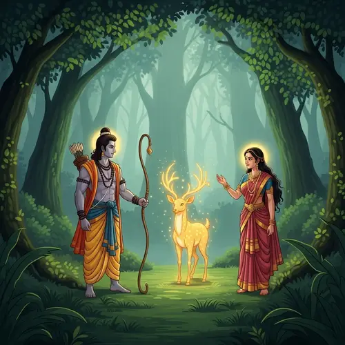 Epic Ramayana: Golden Deer Captivates Ram and Sita