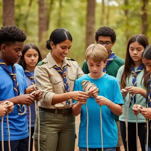 Positive Behavior Reinforcement: Scout Leader Teaching Knot Tying Skills