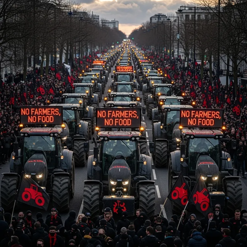 Aggressive Tractor Protest | Autonomous Antifa Style Demo Aggressive Tractor Protest | Autonomous Antifa Style Demo