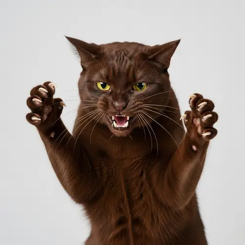 Menacing Domestic Feline | Dark Brown Cat | Aggressive Look