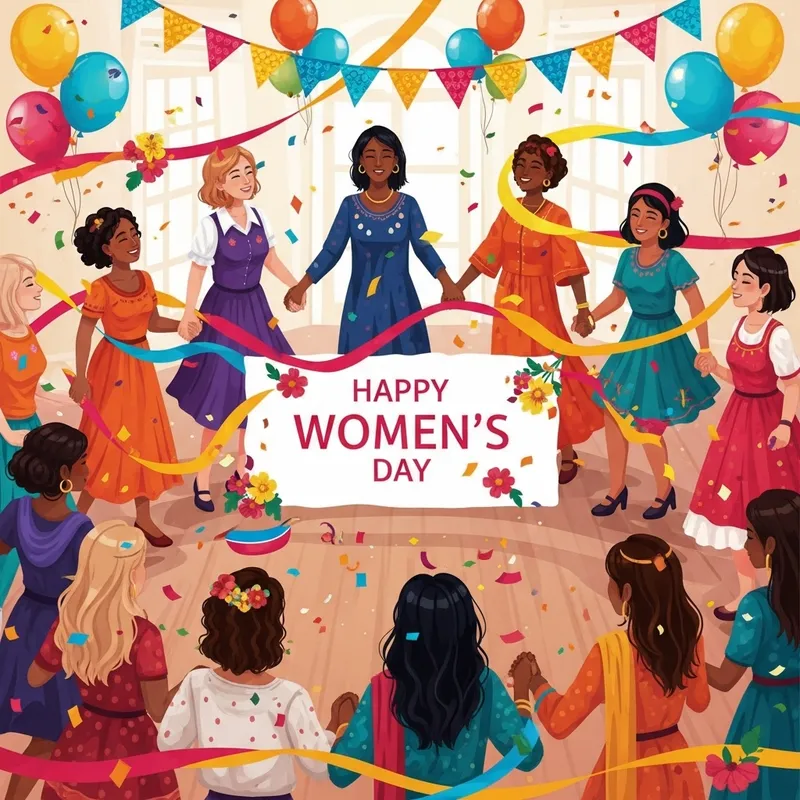 Celebrate Women's Day with Festive Colors & Unity Circle