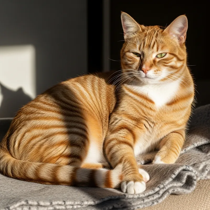 Adorable Tabby Cat Lounging Lazily in the Sun