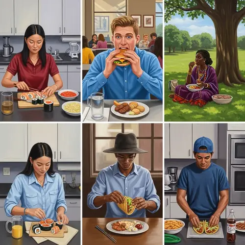 Diverse University Students Eating Routines - Cultural Experiences