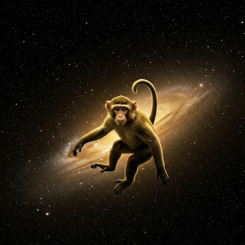 Majestic Monkey in Space: Black, Gold & Yellow Wonder