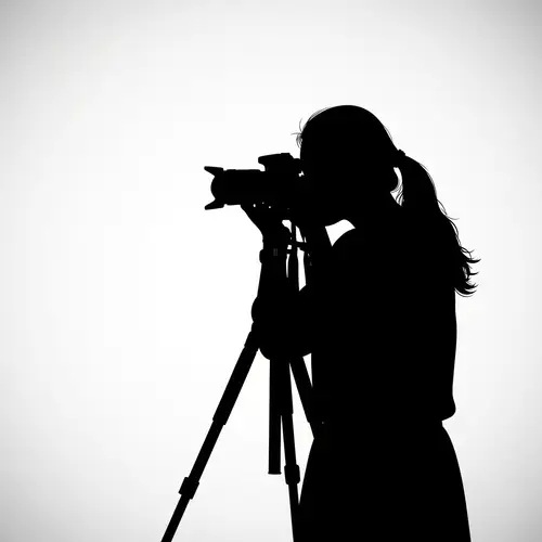 East Asian Female Photographer Silhouette Drawing