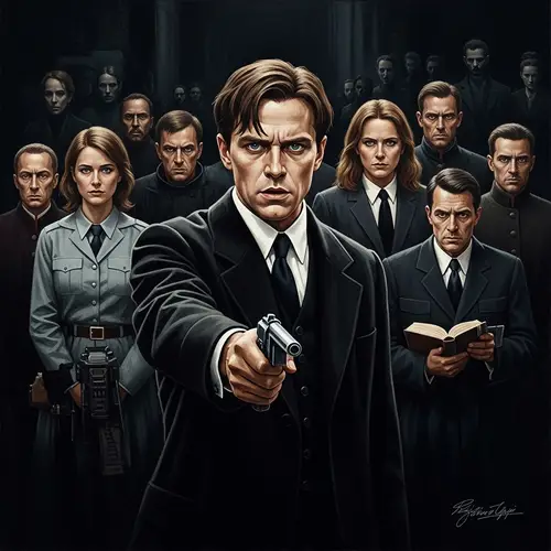 Dark Graphic Novel Illustration of Crime and Punishment