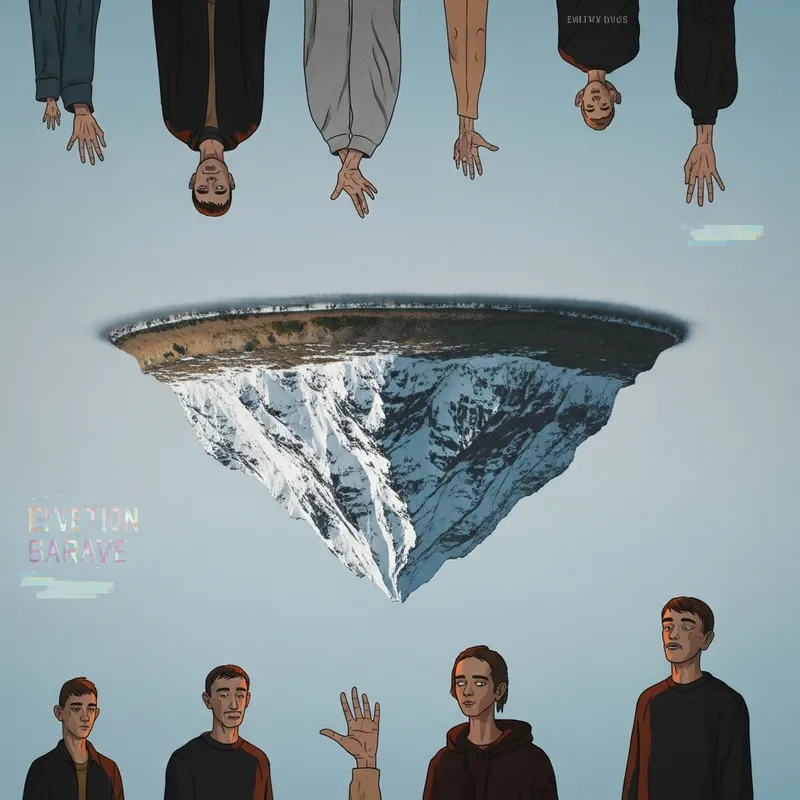 Eccentrically Surreal Scene of Inverted Mountain