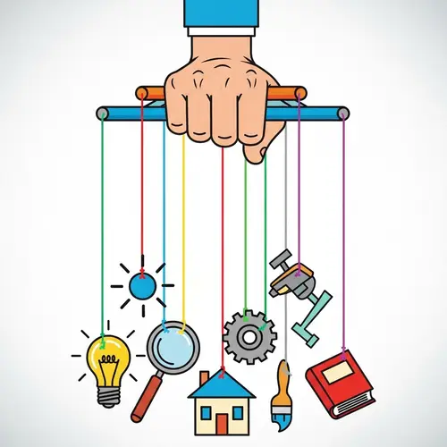 Control Clipart: Grasping Marionette Strings Design