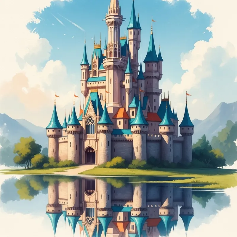 Fantasy Castle Watercolor - Enchanting Architecture