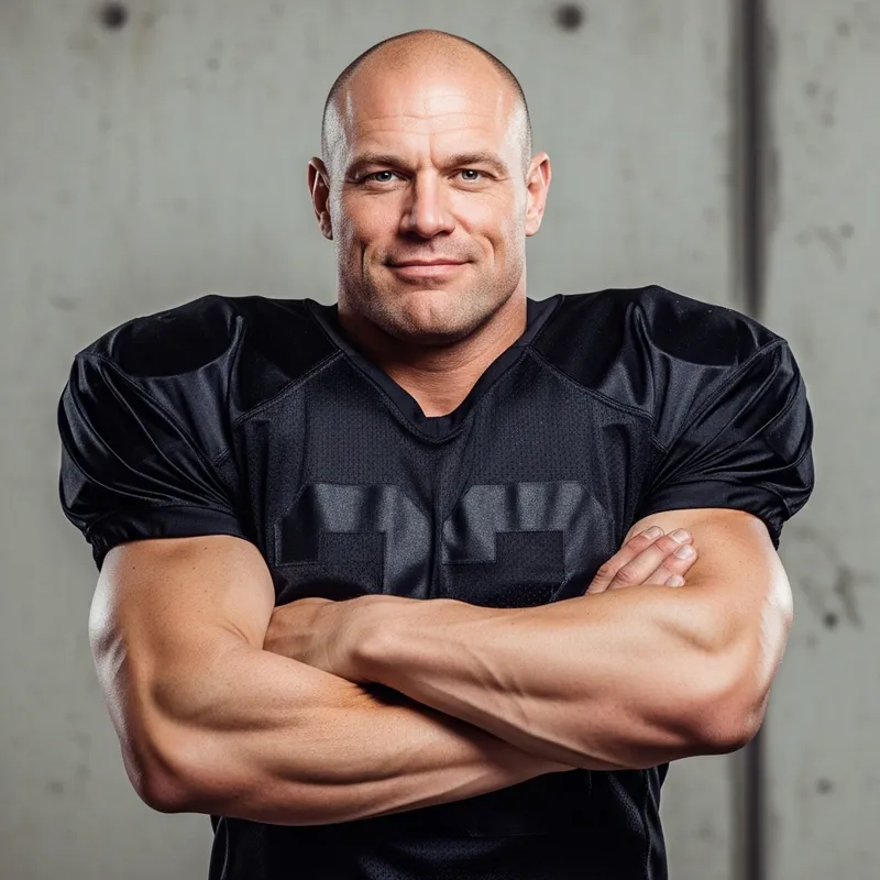 Bald Guy in Black Football Shirt - Strong Physique Bald Guy in Black Football Shirt - Strong Physique