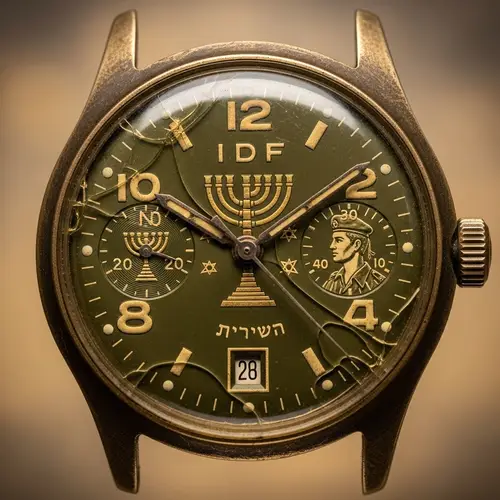 Vintage Israeli Military Watch with Menorah Symbol