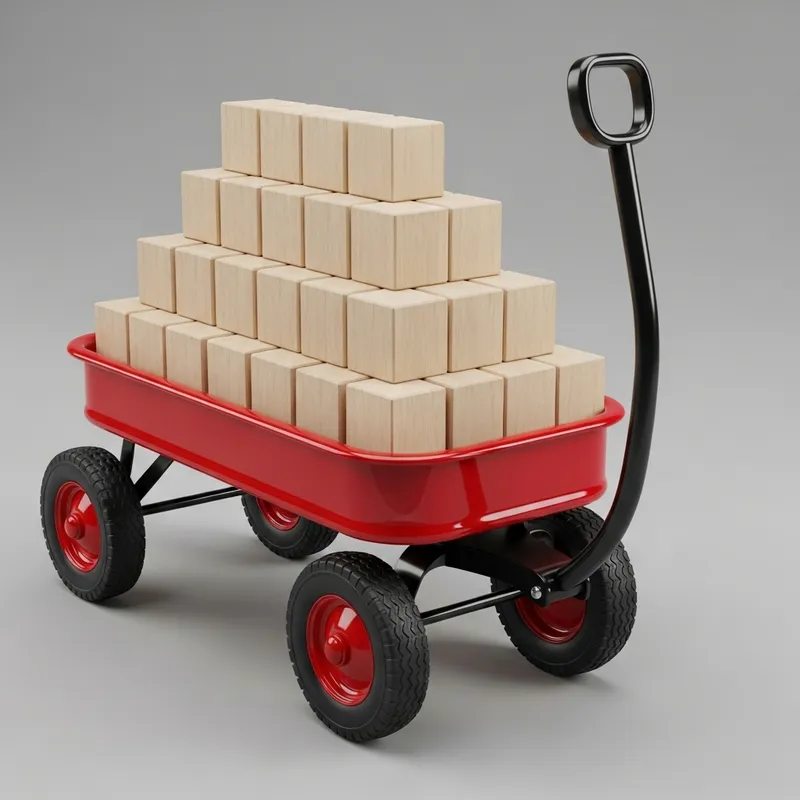 Red Wagon with Blank Square Blocks | Kids Wooden Toy Fun