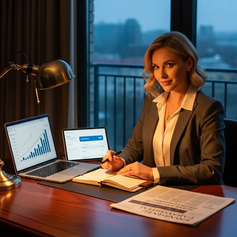 Blond Woman in Classic Suit Generating Passive Income