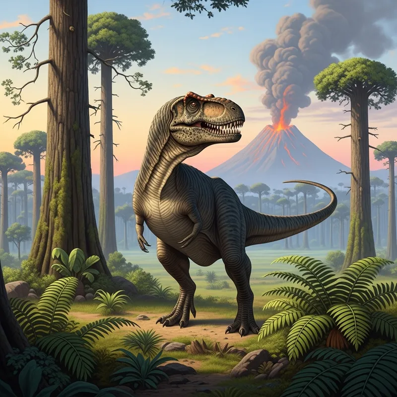Majestic Tyrannosaurus in Prehistoric Landscape with Short Front Legs