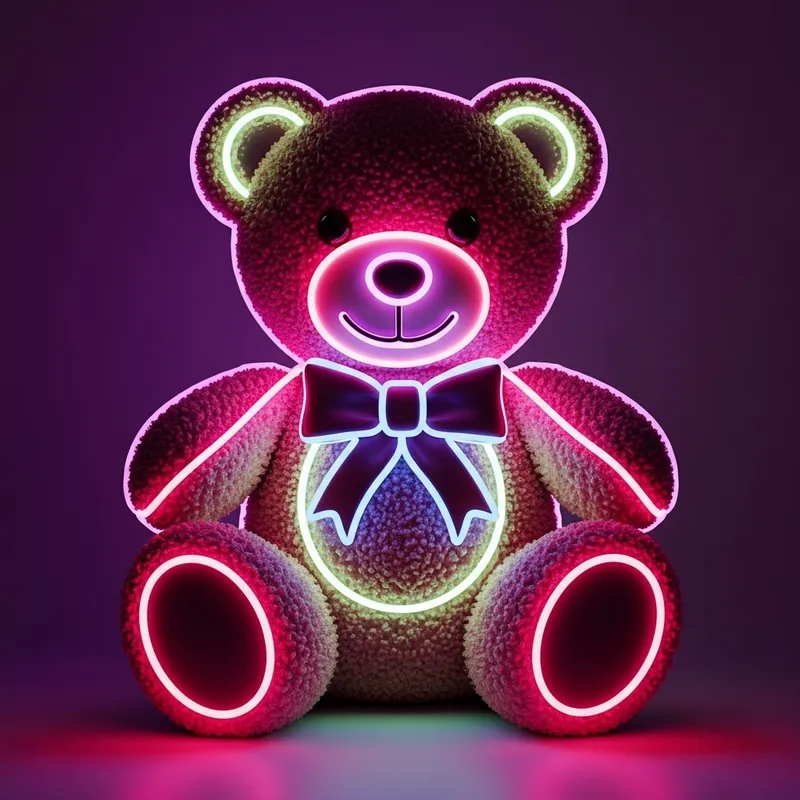 Neon Teddy Bear | Unique and Playful Decor