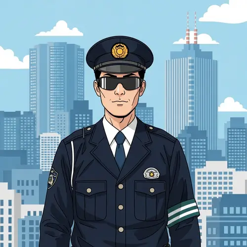 Asian Descent Undercover Police Officer Maintaining Law and Order in Japan