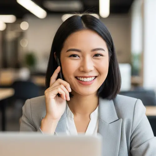 Joyous Asian Woman Marketing Manager Portrait
