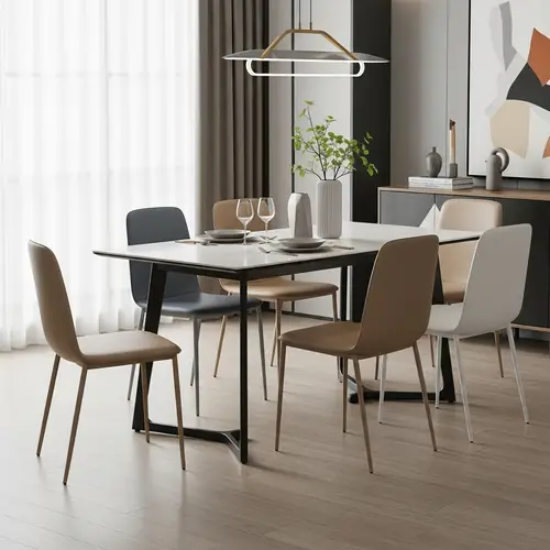 Contemporary Dining Set for Four - Sleek Design & Earthy Colors