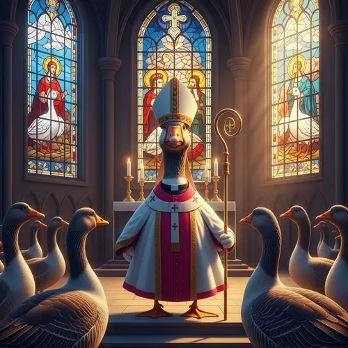 Goose Catholic Church Leader: Symbolic Imagery in a Cathedral Setting