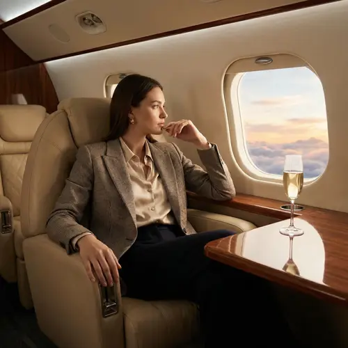 Luxury Private Jet Experience with a Stunning Model